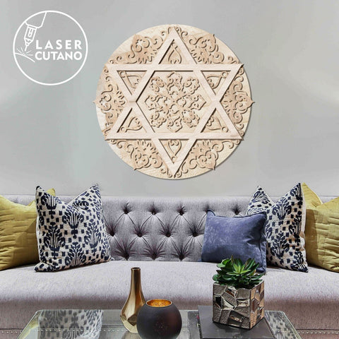 Star of David Multilayer Wall Art Decoration, Laser Cut Template SVG LaserCutano 