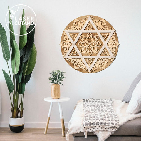 Star of David Multilayer Wall Art Decoration, Laser Cut Template SVG LaserCutano 