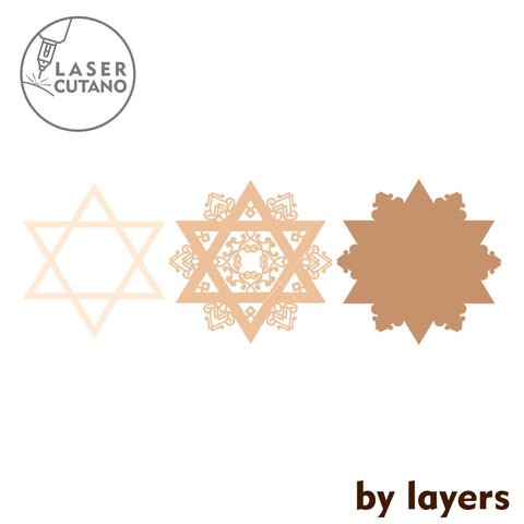 Star of David, Multilayer Wall Decoration, Cut Files, Wood Cut and Paper Cut Tempaltes SVG LaserCutano 