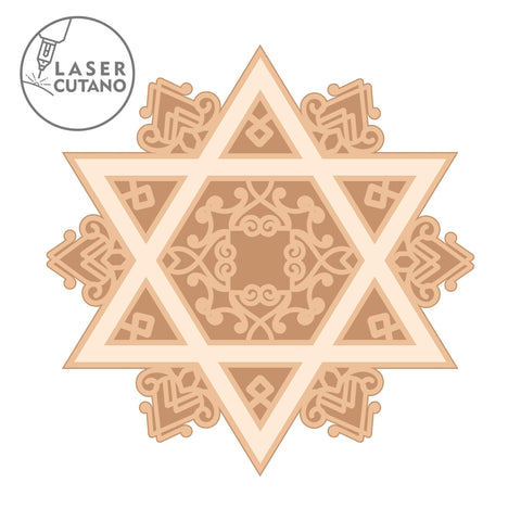 Star of David, Multilayer Wall Decoration, Cut Files, Wood Cut and Paper Cut Tempaltes SVG LaserCutano 