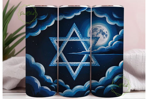 Star of David Night 20oz Tumbler Wrap Sublimation PixelChick 