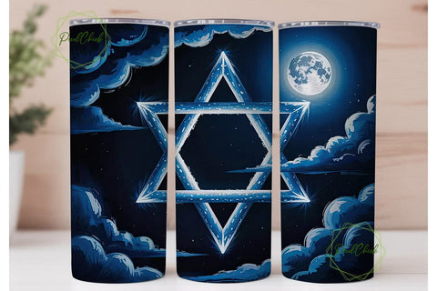 Star of David Night 20oz Tumbler Wrap Sublimation PixelChick 