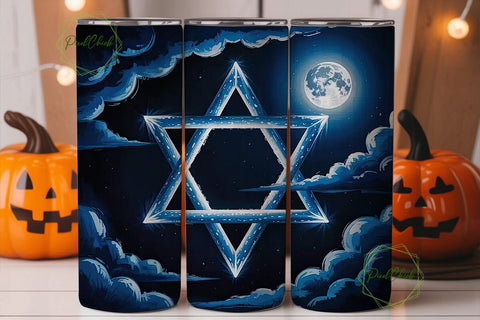 Star of David Night 20oz Tumbler Wrap Sublimation PixelChick 