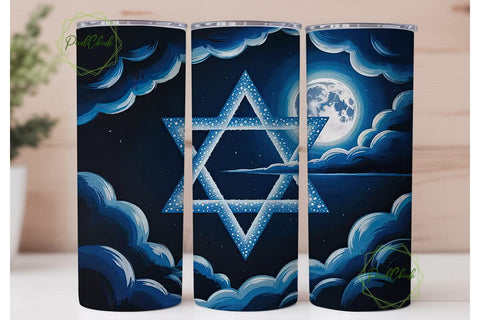 Star of David Night 20oz Tumbler Wrap Sublimation PixelChick 