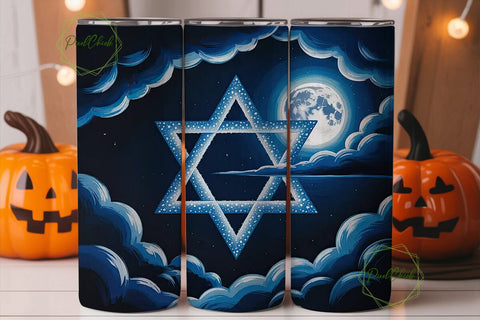 Star of David Night 20oz Tumbler Wrap Sublimation PixelChick 