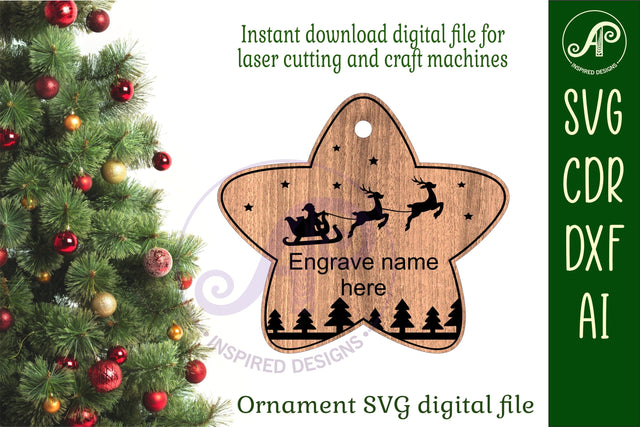 Star shape Christmas Ornament SVG laser cut SVG APInspireddesigns 