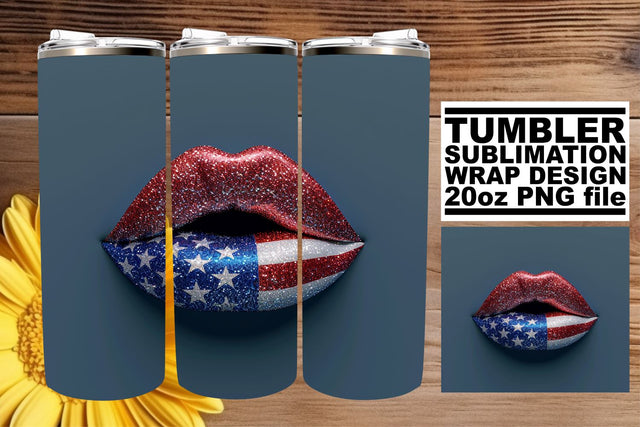 Star-Spangled Kiss: Patriotic Lip Art 20oz Sublimation afrosvg 