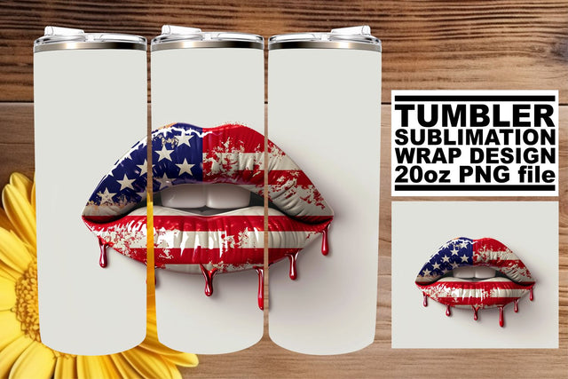Star-Spangled Smooch: 3D Tumbler Sublimation Sublimation afrosvg 
