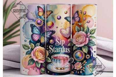 Stardust Butterflies 20oz Tumbler Wrap Sublimation sassyprint 