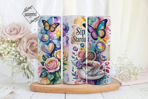 Stardust Butterflies 20oz Tumbler Wrap Sublimation sassyprint 