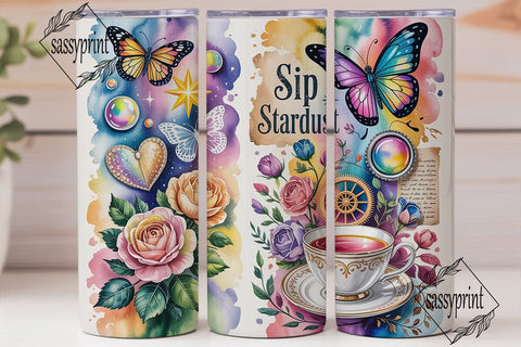 Stardust Butterflies 20oz Tumbler Wrap Sublimation sassyprint 
