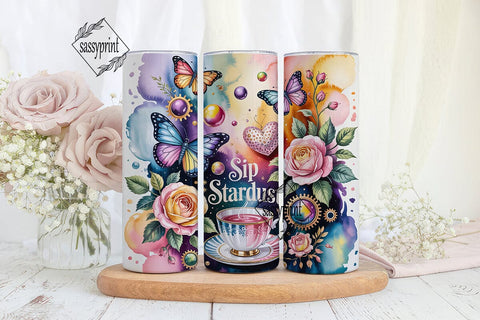 Stardust Butterflies 20oz Tumbler Wrap Sublimation sassyprint 