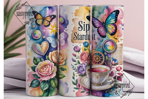 Stardust Butterflies 20oz Tumbler Wrap Sublimation sassyprint 