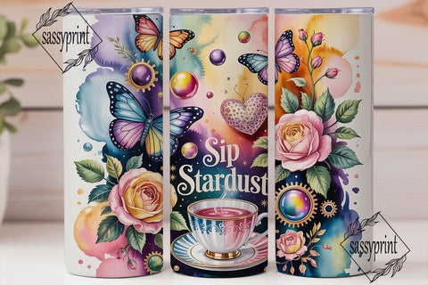 Stardust Butterflies 20oz Tumbler Wrap Sublimation sassyprint 