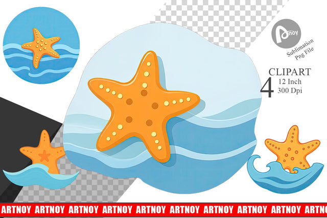 Starfish Clipart Sublimation artnoy 