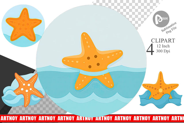 Starfish Clipart Sublimation artnoy 