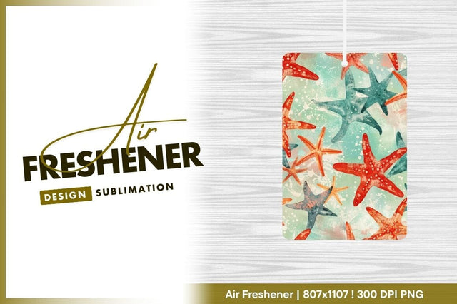 Starfish seamless pattern teal red air freshener png Sublimation Regulrcrative 