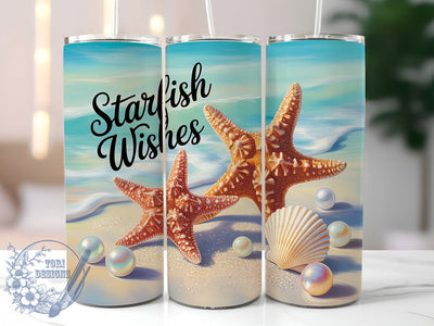Starfish Wishes Sea 20oz Tumbler, Starfish Wishes, Intricate Design, Sea Life, Tumbler Wrap, Sublimation Design, Marine Theme Sublimation ToriDesigns 