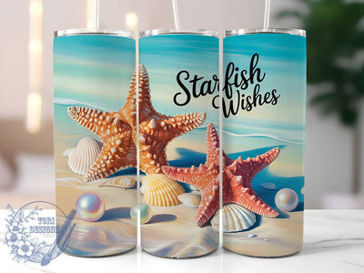 Starfish Wishes Sea 20oz Tumbler, Starfish Wishes, Intricate Design, Sea Life, Tumbler Wrap, Sublimation Design, Marine Theme Sublimation ToriDesigns 