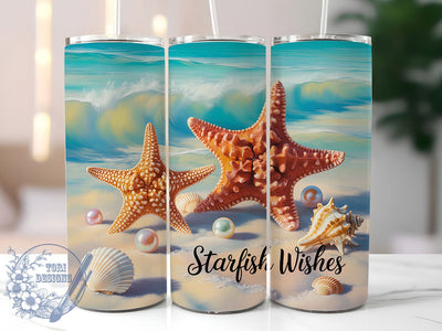 Starfish Wishes Sea 20oz Tumbler, Starfish Wishes, Intricate Design, Sea Life, Tumbler Wrap, Sublimation Design, Marine Theme Sublimation ToriDesigns 