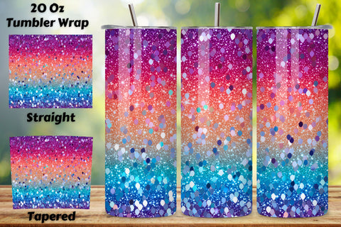 Starlight Spectrum Glitter Tumbler wrap, Seamless Wrap PNG Sublimation FloridPrintables 