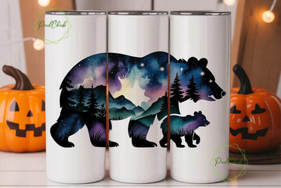 Starry Bear Family 20oz Tumbler Wrap Sublimation PixelChick 