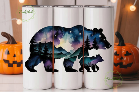 Starry Bear Family 20oz Tumbler Wrap Sublimation PixelChick 