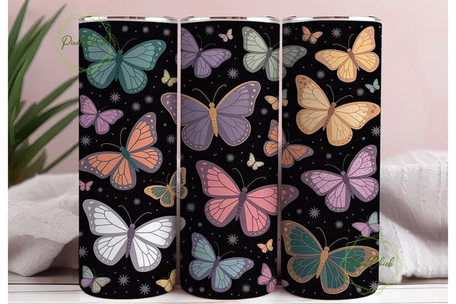 Starry Butterflies 20oz Tumbler Wrap Sublimation PixelChick 