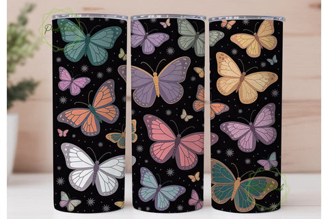 Starry Butterflies 20oz Tumbler Wrap Sublimation PixelChick 