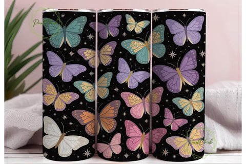 Starry Butterflies 20oz Tumbler Wrap Sublimation PixelChick 