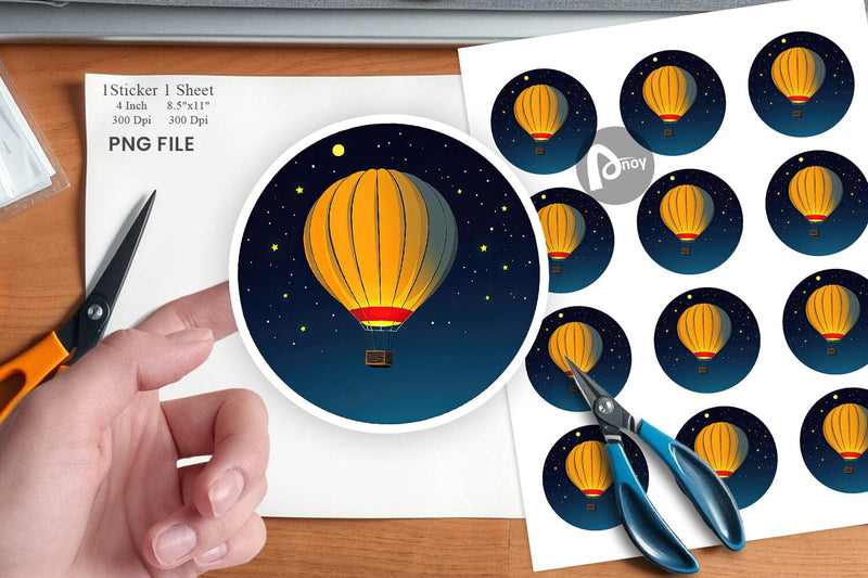 Starry Hot Air Balloon Sticker Sublimation artnoy 