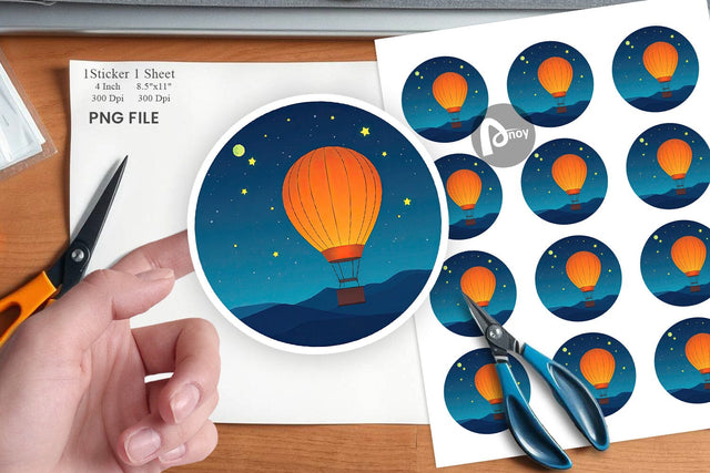 Starry Hot Air Balloon Sticker Sublimation artnoy 