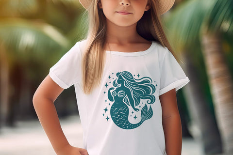 Starry Mermaid Silhouette SVG | Plus Size Ocean Fantasy Cut File SVG Tafti Art 