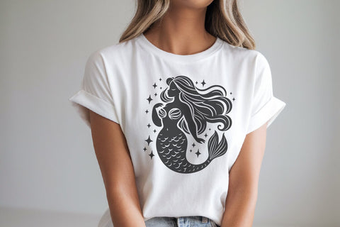 Starry Mermaid Silhouette SVG | Plus Size Ocean Fantasy Cut File SVG Tafti Art 