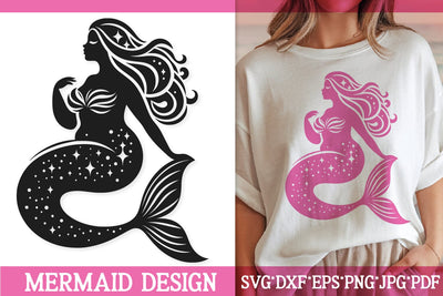 Starry Mermaid SVG | Plus Size Ocean Girl Cut File SVG Tafti Art 