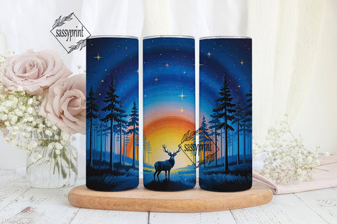 Starry Night Deer Forest 20oz Tumbler Sublimation sassyprint 