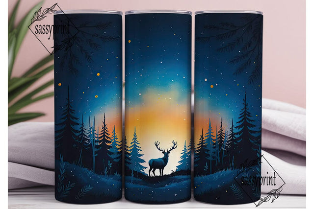 Starry Night Deer Forest 20oz Tumbler Sublimation sassyprint 