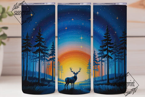 Starry Night Deer Forest 20oz Tumbler Sublimation sassyprint 