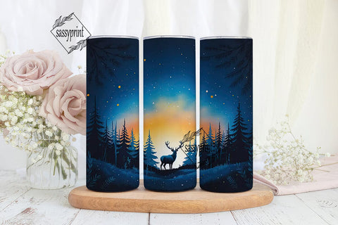 Starry Night Deer Forest 20oz Tumbler Sublimation sassyprint 