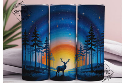 Starry Night Deer Forest 20oz Tumbler Sublimation sassyprint 
