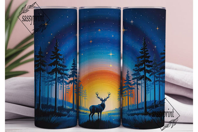 Starry Night Deer Forest 20oz Tumbler Sublimation sassyprint 
