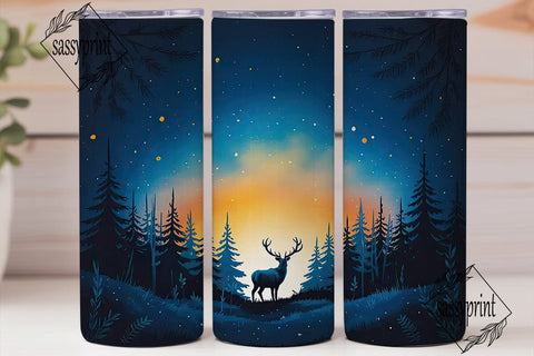 Starry Night Deer Forest 20oz Tumbler Sublimation sassyprint 