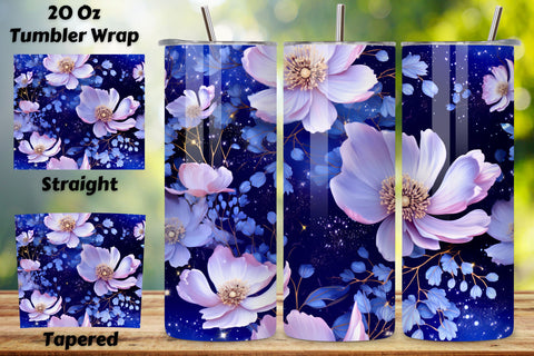 Starry Night Floral Mirage Tumbler wrap, Seamless Wrap PNG Sublimation FloridPrintables 