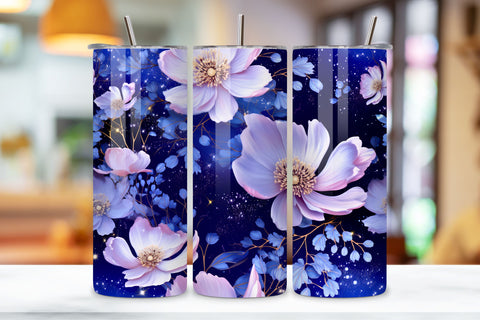 Starry Night Floral Mirage Tumbler wrap, Seamless Wrap PNG Sublimation FloridPrintables 