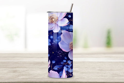 Starry Night Floral Mirage Tumbler wrap, Seamless Wrap PNG Sublimation FloridPrintables 