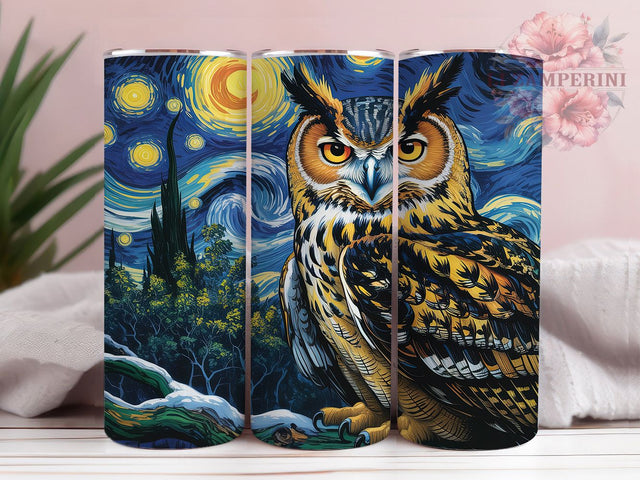 Starry Night Owl 20oz Tumbler, Van Gogh Style Tumbler, Owl Tumbler Wrap, Artistic Tumbler Design, 20oz Tumbler Wrap, Night Sky Tumbler, Sublimation Art Tumbler Sublimation Li Zamperini 