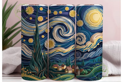 Starry Night Papercut 20oz Tumbler Wrap Sublimation PixelChick 