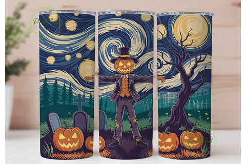 Starry Night Scarecrow 20oz Tumbler Wrap Sublimation PixelChick 