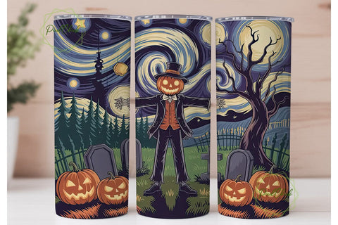 Starry Night Scarecrow 20oz Tumbler Wrap Sublimation PixelChick 