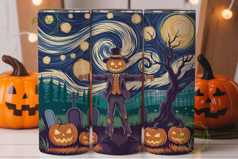 Starry Night Scarecrow 20oz Tumbler Wrap Sublimation PixelChick 